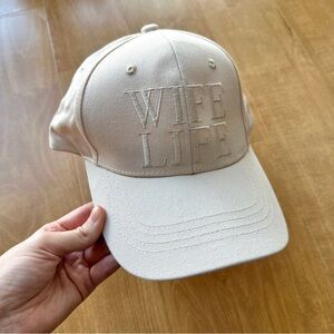 Wife Life Cream Baseball Hat, Embroidered Bridal Accessories, One Size